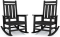 KINGYES Oversized Outdoor Rocking Chair Set of 2, All-Weather Patio Rocking Chairs for Porch, HDPE Outdoor Patio Recliner Rockers with High Back & Wide Seat for Garden, Lawn, Black