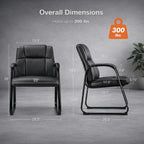 Office Guest Chair Set of 4, Leather Waiting Room Chair with Sled Base and Armrests, Reception Desk Chair No Wheels, Conference Room Chair for Office Lobby Clinic Home