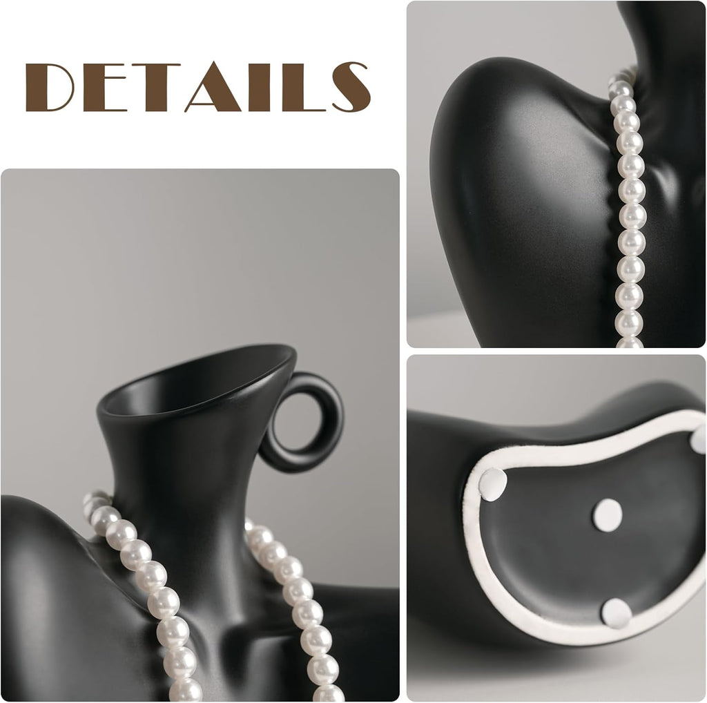 Ceramic Vase, Human Body Vase for Home Decor, Modern Minimalist Boho Vase for Living Rooms, Bedrooms, Shelves, Dining Tables, Bathrooms, and Offices (Black)