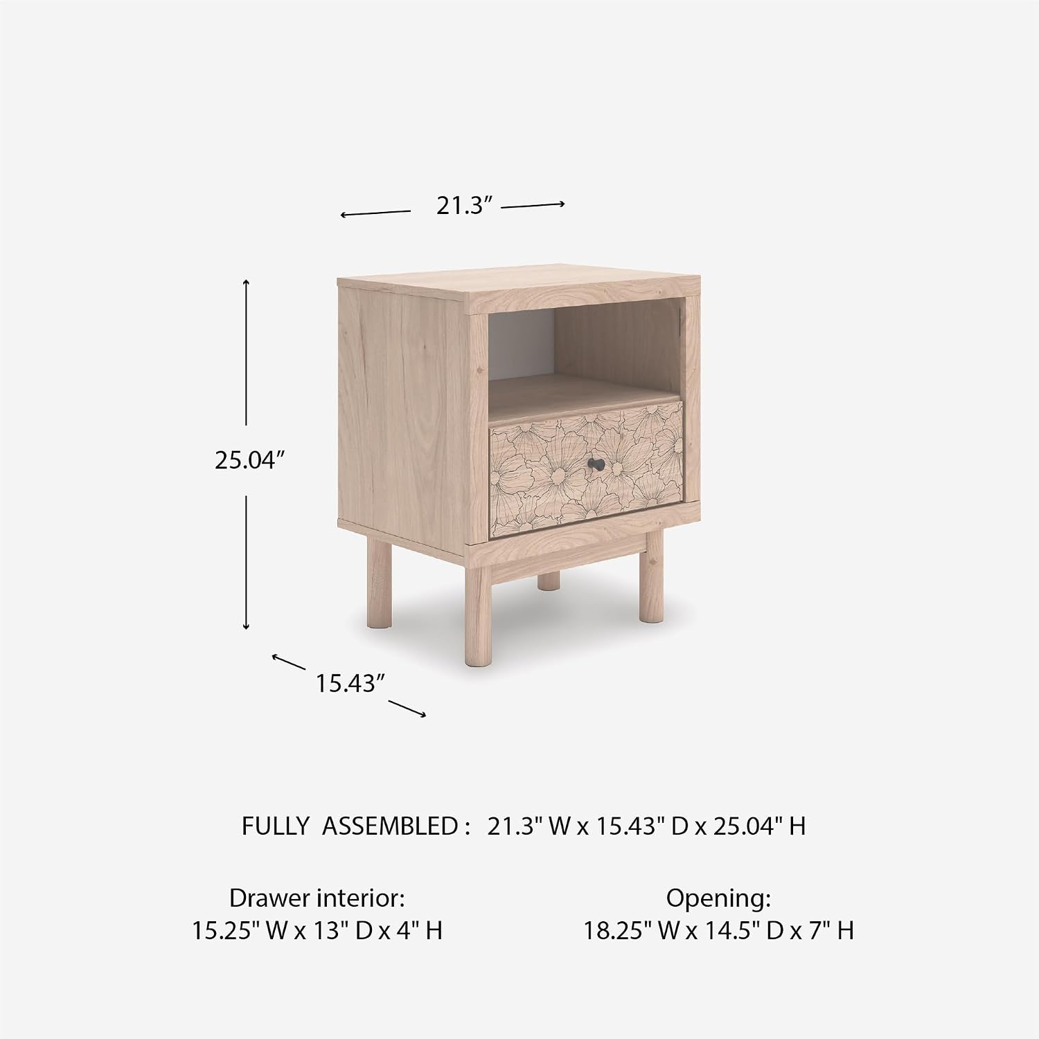 Signature Design by Ashley Birkmore Nightstand Bedside Charging Station with USB Port, Engineered Wood and Decorative Laminate, Youth Bedroom Bedside Table, Tan