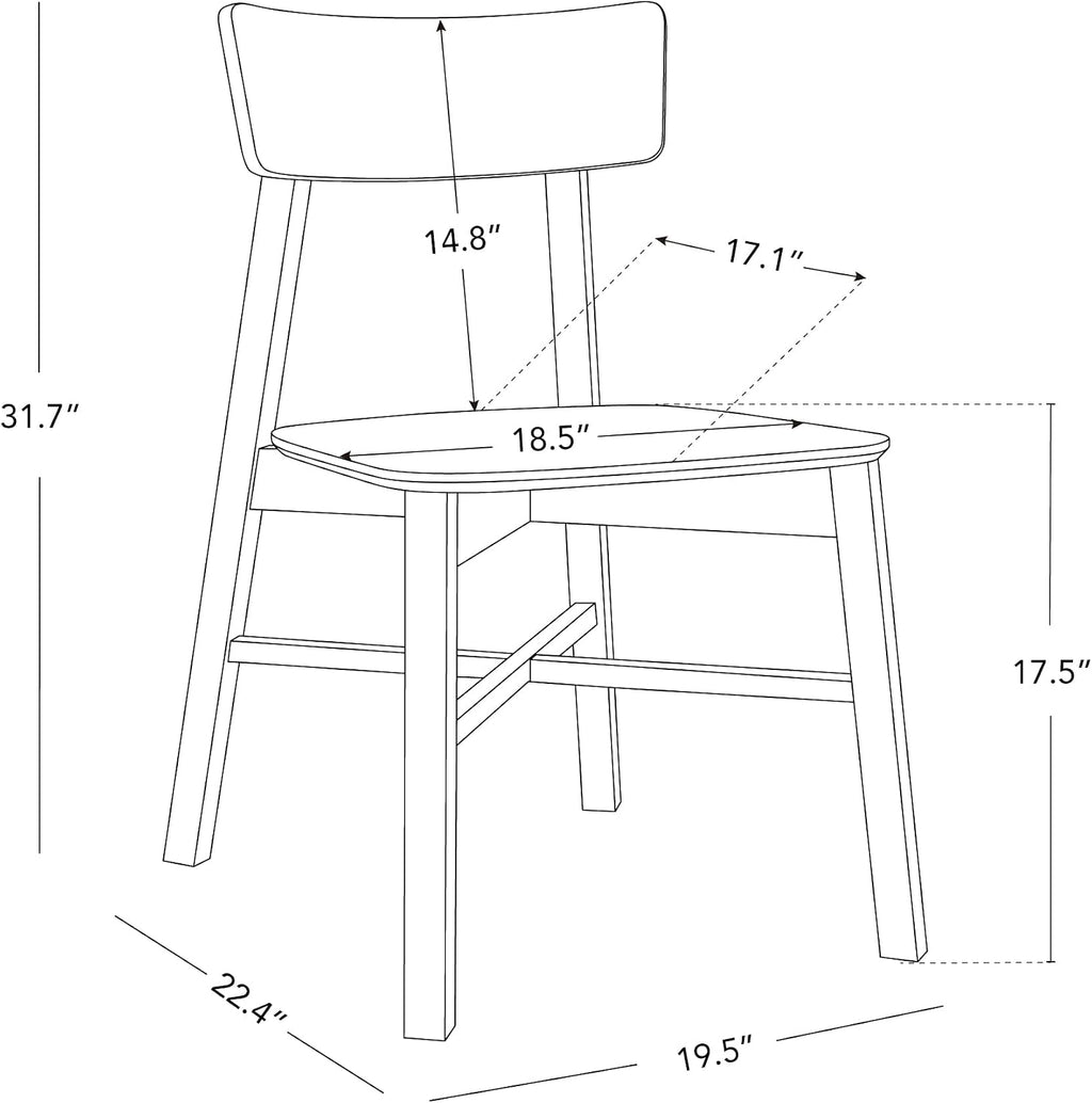 CHITA Soild Wood Dining Chairs Set of 4, Mid Century Modern Walnut Wood Kitchen Chairs with Curved Backrest, Dining Room Chair for Kitchen, Restaurant