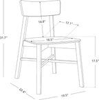 CHITA Soild Wood Dining Chairs Set of 4, Mid Century Modern Walnut Wood Kitchen Chairs with Curved Backrest, Dining Room Chair for Kitchen, Restaurant