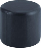 Studio Living® 19” Wentworth Ottoman Round Faux Leather Bench, Stationary Ottomans, Backless Chair, Footrest for Living Room, Footstool Office, Bedroom, Padded Seat, Navy Blue