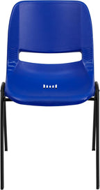EMMA + OLIVER Kid's Navy Ergonomic Shell Stack Chair - Black Frame and 12" H Seat