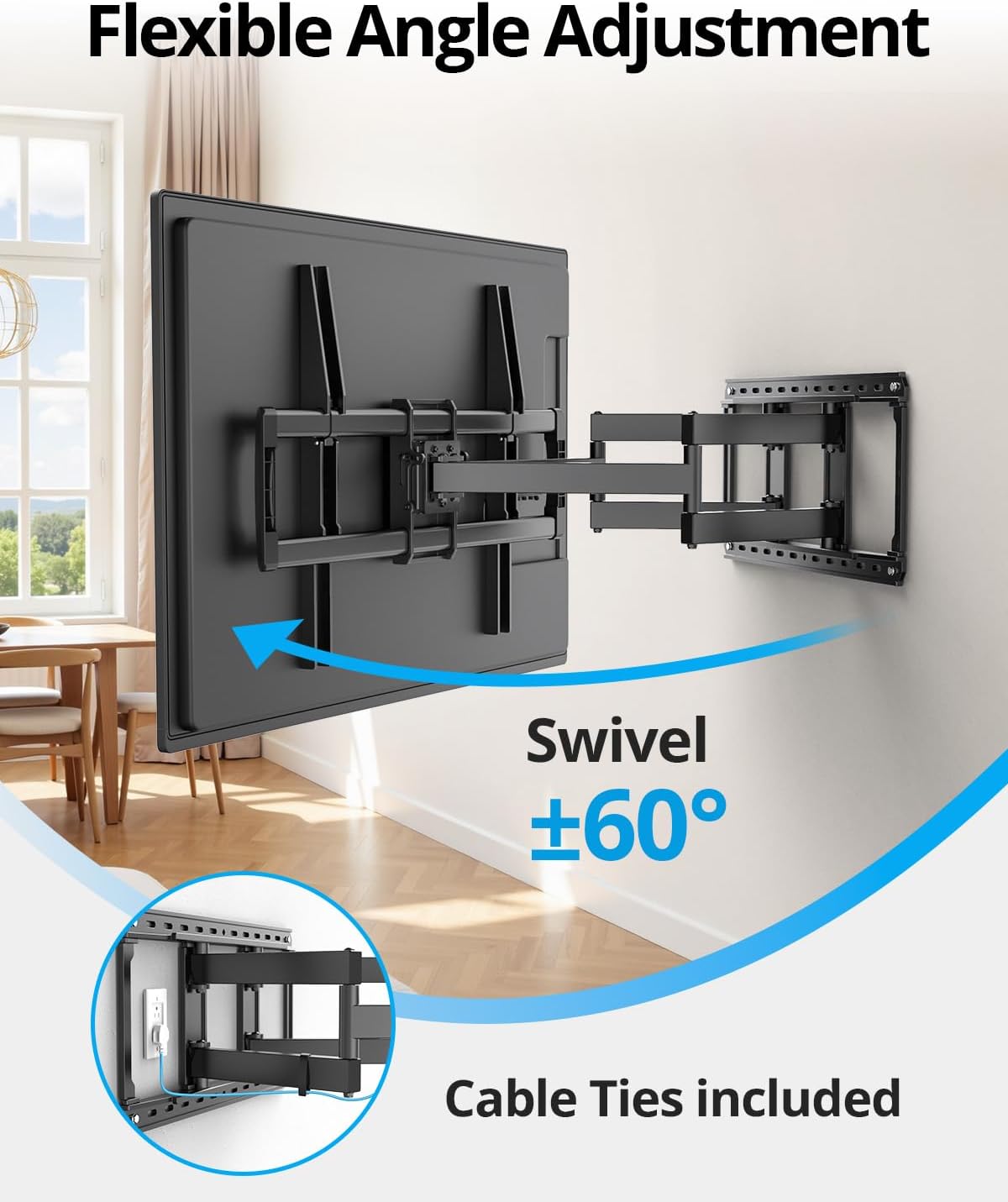 USX STAR 85 86 98 100 inch Heavy Duty TV Wall Mount for 37-105 inch Large TVs, Pre-Assembled TV Mount with Tool-Free Tilt, Up to 170lbs, VESA 800 x 600mm, 24″ Wood Studs