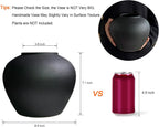 GeLive Black Ceramic Flower Vase 7 Inch Round Jar Farmhouse Rustic Vase for Fresh/Dried Plants Table Centerpiece Minimalist Home Decor Handmade Pottery Planter Pot Kitchen Utensil Holder