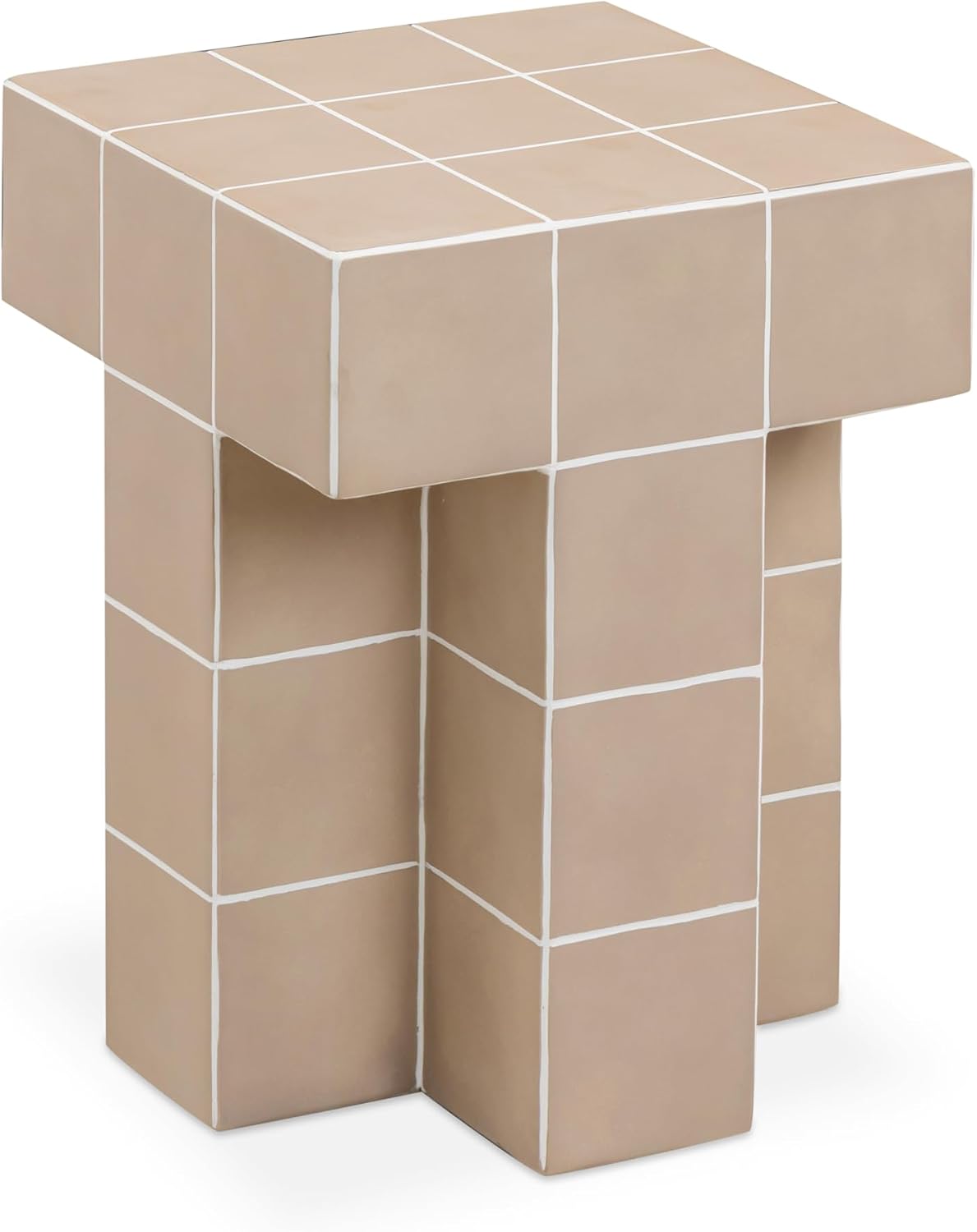 Tov Furniture Alma Taupe Tile Concrete Indoor/Outdoor Side Table