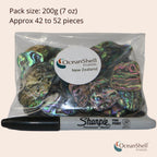 Abalone (Pāua) Shell Pieces-7.05oz Pack-for Crafts, Jewelry Making, Resin Art, Inlay, Home Decorations, Fishtank Supplies, DIY Projects - Satin, Medium Medium Size 1"- 1.58" 7.05oz (200grams)