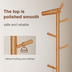 AQIMUELE Narrow Coat Rack，Coat Tree with Storage，Wooden Coat hanger with 6 Hook for Entrance, Bedroom, Living Room，Kids Coat Rack(Natural)