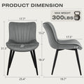 Velvet Dining Chairs Set of 2, Modern Upholstered Kitchen and Dining Room Chair with Ergonomic Back, Mid Century Armless Accent Side Chair with Metal Legs for Vanity Living Room Reception, Grey