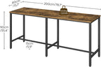 YATINEY 78.7" Long Bar Table, Counter Bar Height Table, High Top Table, Rectangular Hightop Bar Pub, for Kitchen, Living Room, Entryway, Rustic Brown and Black BT20BR