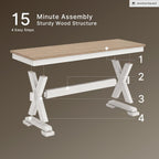 Signature Design by Ashley Westlinport Farmhouse 48" Dining Bench with Antiqued Finish, Antique White