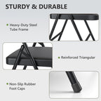 Folding Chairs 2 Pack, PU Leather Padded Folding Chairs for Outside and Indoor, Heavy Duty Portable Foldable Metal Commercial Seat for Home Office, Dorm, Party, Backyard, Lawn, Patio, Black