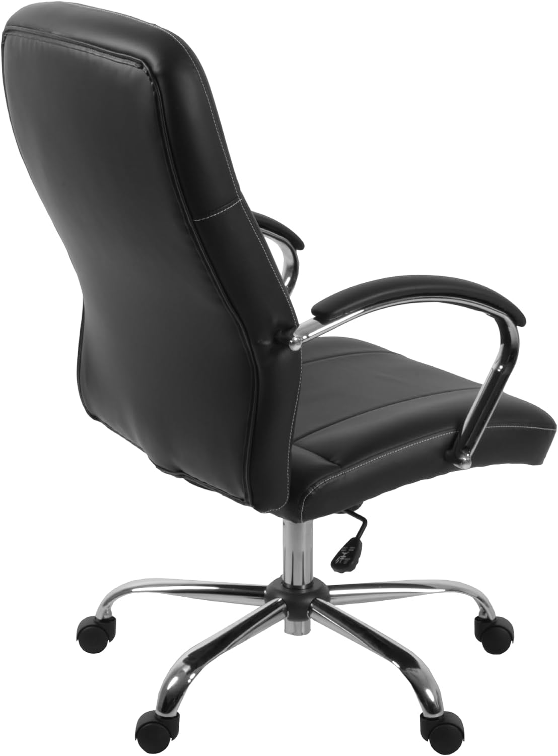 Romig Cielo Leatherette Executive Mid-Back Office Chair – Ergonomic Conference Chair with Padded Arms, Lumbar Support, Adjustable Height & 5-Star Aluminum Base for Home & Office (Black)
