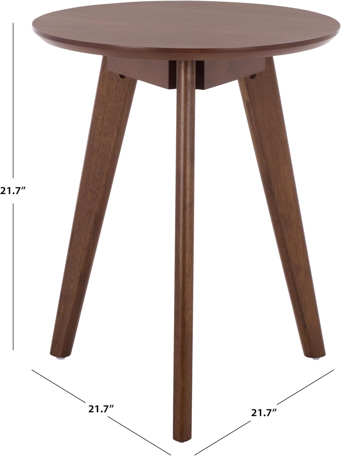 SAFAVIEH Furniture - Bahaus Round Accent Table - Walnut - Mid-Century Tripod Leg Design - Ideal for Living Room, Bedroom, 21.7" W x 21.7" D x 21.7" H (ACC4300A)