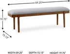 Signature Design by Ashley Lyncott 59" Upholstered Solid Wood Frame Dining Bench, Gray/Brown