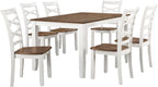 Lexicon Dining Table Set for 6 with Chairs, Wood 7 Piece Farmhouse Dining Room Table and Chairs Set of 6, Cross Back, Easy Assembly Seater for Indoor Home, Dinner, Kitchen, Cherry/White