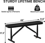4FT Metal Park Bench for Outside, Heavy-Duty Outdoor Bench with Thermoplastic-Coated, Weatherproof Steel Mesh Bench for Parks, Gardens, Patios, Stores, Black
