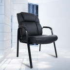CLATINA Big Tall 500 LBS Wide Guest Chair Heavy Duty, Leather Side Reception Chairs with Padded Armrest No Wheels, Executive Office Desk Chair for Meeting Conference Waiting Room Home, Black 6 Pack