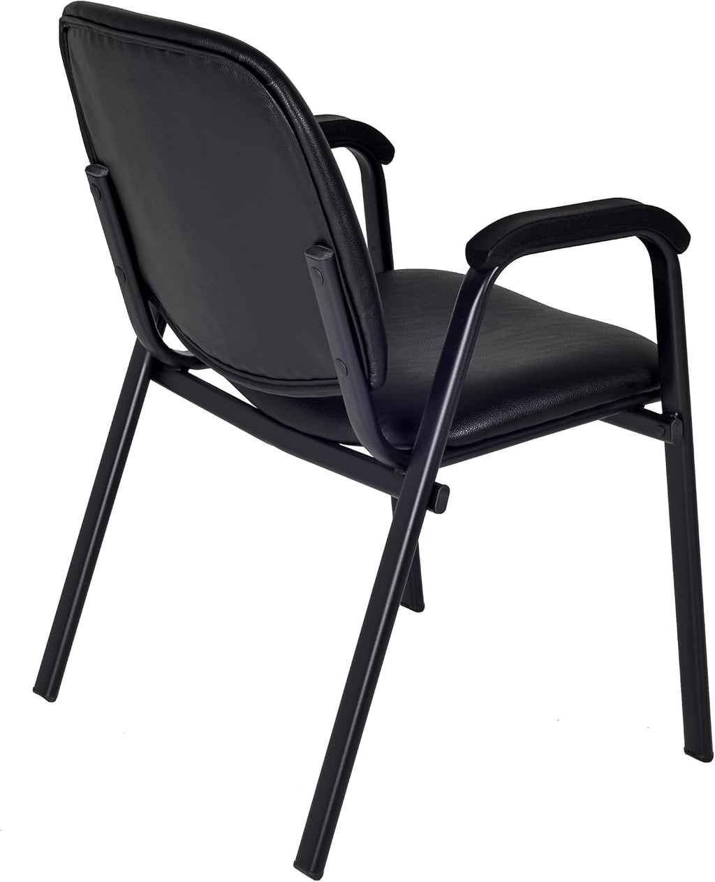 Romig Ace Vinyl Guest Stacking Chair with Arms, Durable and Comfortable Upholstery, Sturdy Steel Frame, Stackable Design for Office, Reception, and Conference Areas - Midnight Black