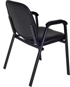 Romig Ace Vinyl Guest Stacking Chair with Arms, Durable and Comfortable Upholstery, Sturdy Steel Frame, Stackable Design for Office, Reception, and Conference Areas - Midnight Black