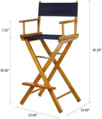 HomeStock Director's Chair with Built-in Armrests and Foldable Design for Easy Storage, Lightweight Durable Frame Perfect for Indoor or Outdoor Seating Navy blue/30-Inch Honey Oak Frame