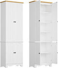 72'' Tall Kitchen Pantry Cabinet, Kitchen Storage Cabinets with 4 Doors and 5 Shelves, Wooden Food Pantry Farmhouse Cupboard Buffet for Dining Living Room, White
