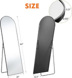 OLIXIS 64"x 21.5" Arched Mirror Full Length, Full Body Mirror with Stand, Hanging or Leaning for Wall, Floor Standing with Shatter-Proof Glass for Bedroom, Living Room, Long, Black