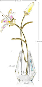 Crystal Lily Figurine, Glass Flowers with Stem,Flower Collectible Gifts for Woman, Wedding Party Decor(Transparent)