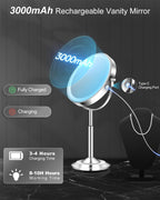vpu Makeup Mirror with Lights, 1X/30X Lighted Magnifying Mirror Height Adjustable, 3000mAh Rechargeable Double Sided Vanity Mirrors with 3 LED Lighting and Adjustable Brightness for Desk Women Gift