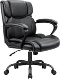 Furmax Mid Back Executive Office Chair Swivel Computer Task Chair with Armrests,Ergonomic Leather-Padded Desk Chair with Lumbar Support