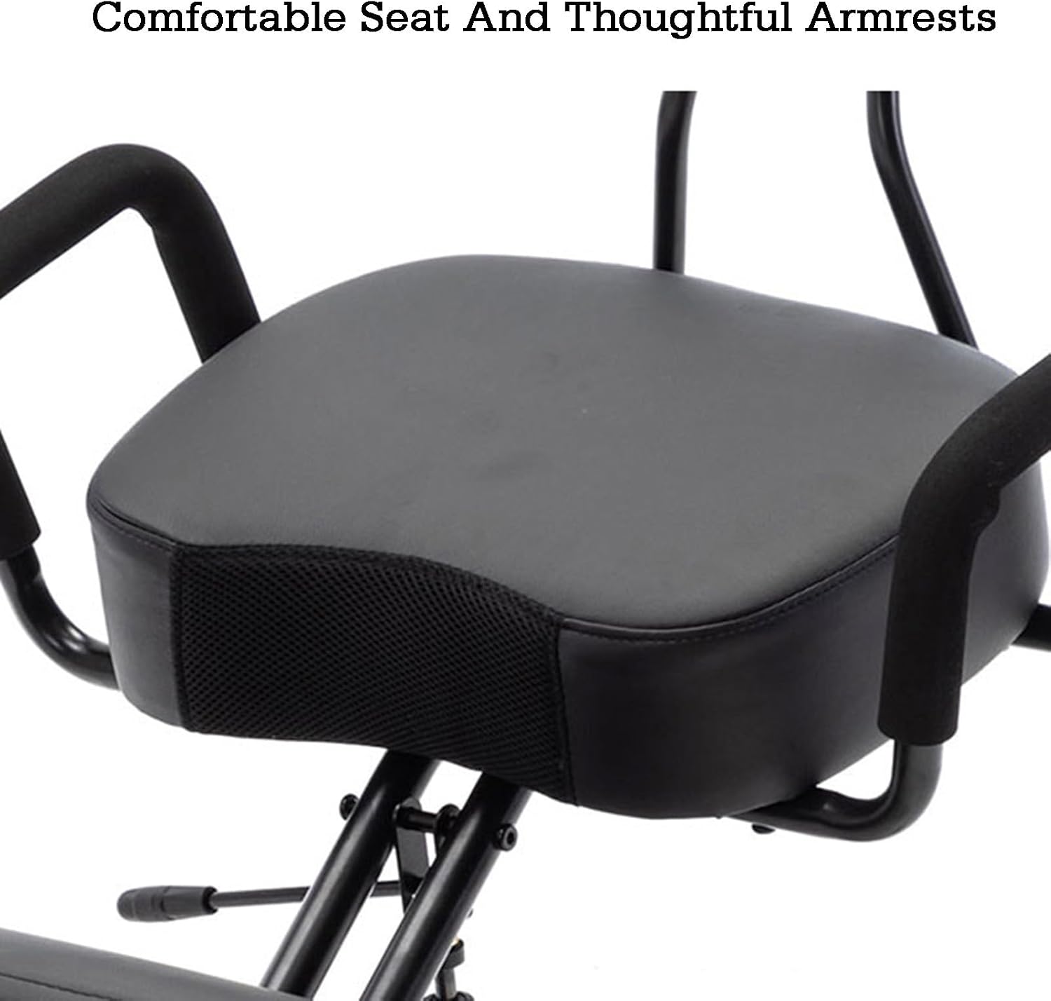 Ergonomic Posture Chair with Wheels,Kneeling Chair with Armrests,Steel Lumbar Support Kneeling,Adjustable Stool for Home Office(PU Leather)