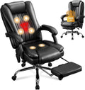 6 Points Vibration & Heat Massage Office Chair with Foot Rest,500lbs Big and Tall Office Chairs,Ergonomic Reclining Desk Chair for Home Office,Gaming