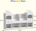 Halitaa Castle Shape Children's Bookshelf, Kids Bookcase Display Case Kids Toy Storage Organizer Multifunctional Storage Cabinet Bookshelf Suitable for Playroom, Children's Room, Living Room, White