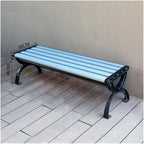 Patio Benches Iron & Wood Park Benches for Outdoor, Courtyard, Square Seating