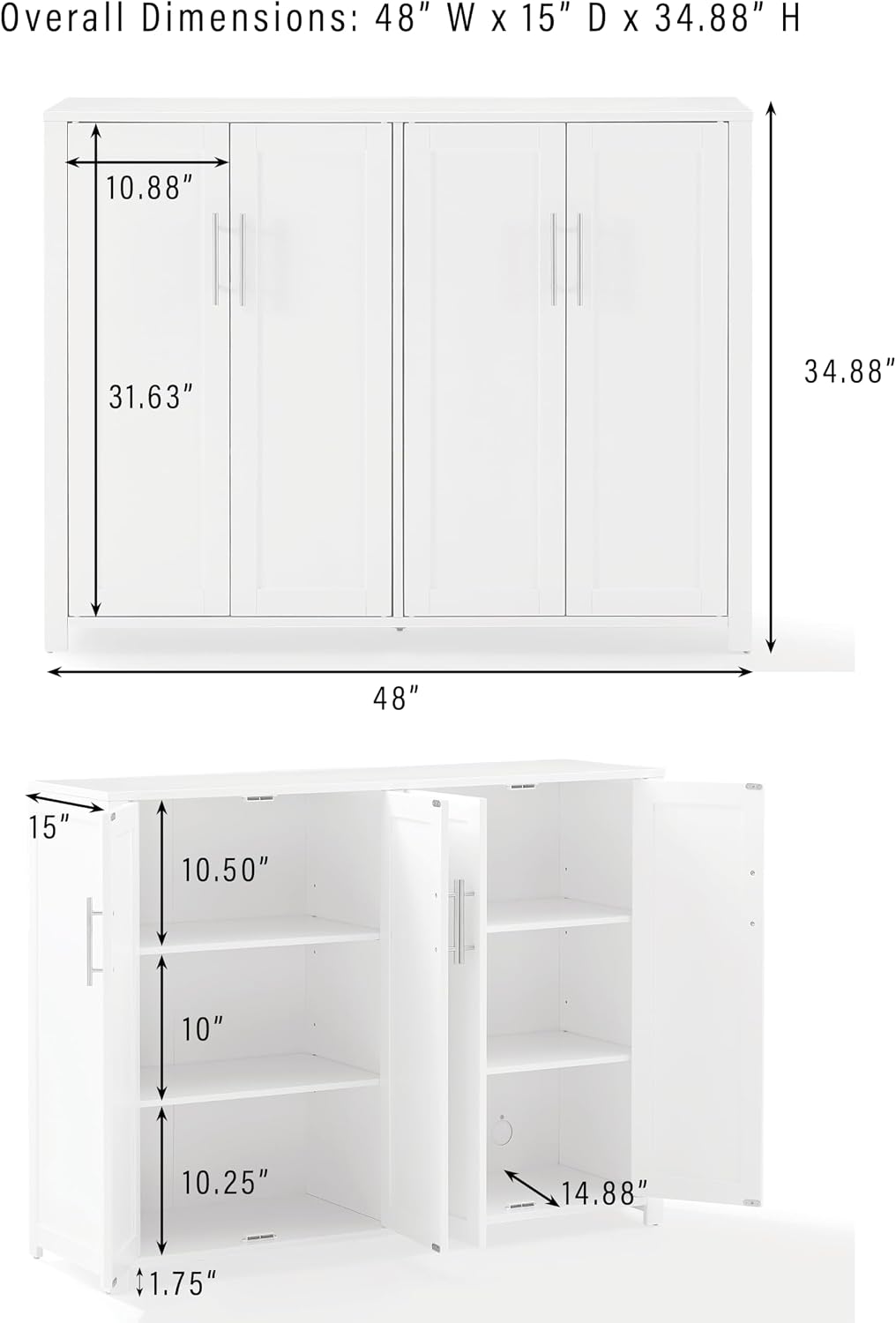 Crosley Furniture Savannah 3-Piece Traditional Kitchen Storage Pantry Set, Storage Cabinet and Wall Cabinets, White