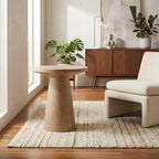 Starlight Canyon Home White Modern Round Solid Wood Pedestal End Table with Elegant Design, Durable Construction, Ideal for Living Room or Bedroom Decor