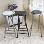 Folding Bar Stool, 24 /28 Inch Heavy-Duty Padded Portable Tall Chair Stool, Backless Counter Height Bar Stool with 225lb Capacity for Kitchen, Recreation Room, or Game Room ( Color : Black , Size : 70