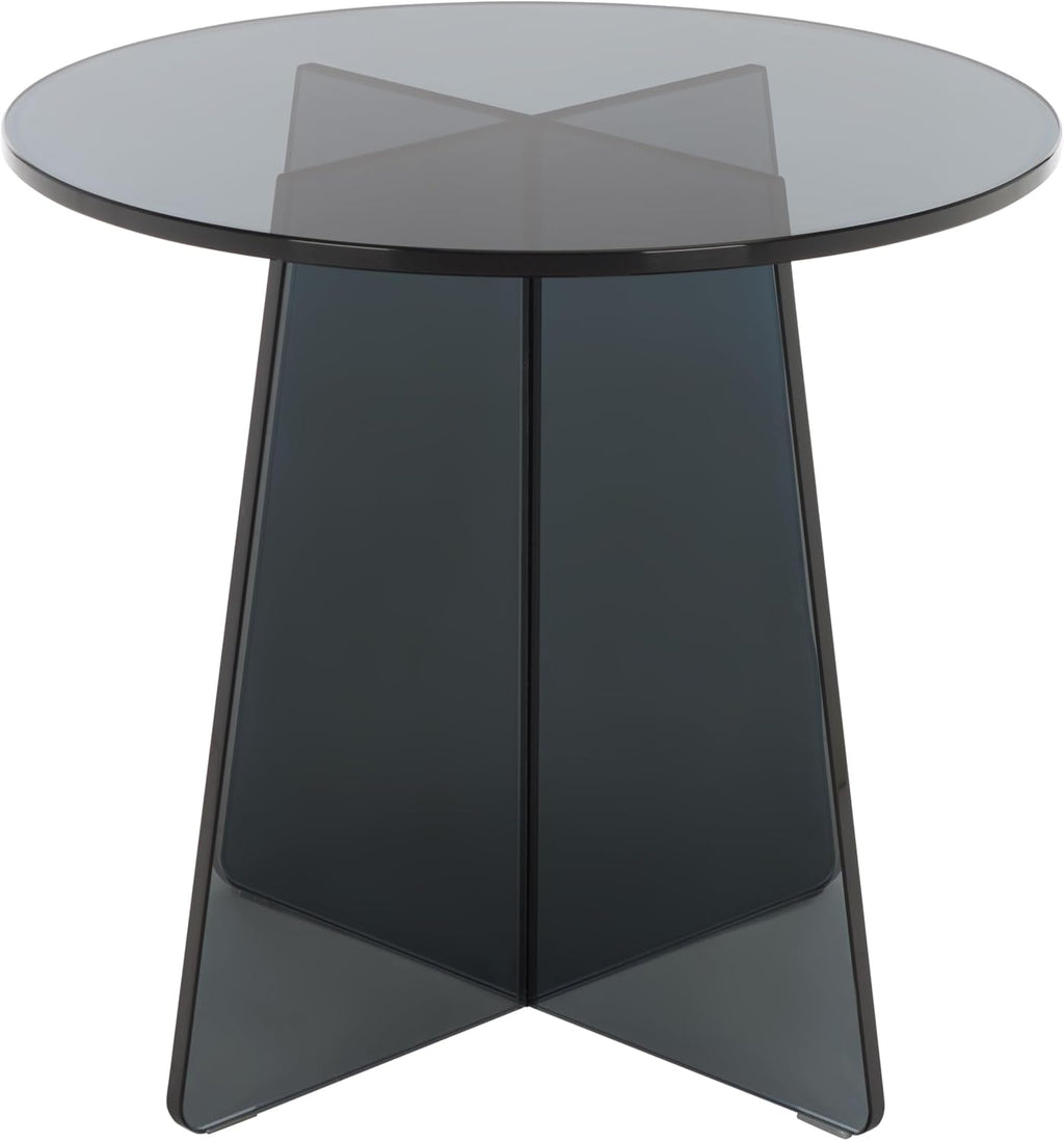SAFAVIEH Furniture - Latika Tinted Accent Table - Grey Tinted Glass - Fully Assembled - Ideal for Living Room, Bedroom, 19.7" W x 19.7" D x 17.7" H (ACC7301A)
