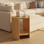 DUOMAY Wood Side Table, 15.5" Wide Round End Table with Storage Shelf Mid Century Modern Bedside Table for Living Room Apartment, Natural Oak Color