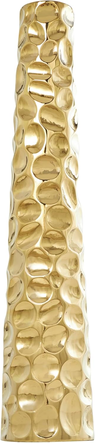 Deco 79 Ceramic Geometric Decorative Vase Bubble Centerpiece Vase with Concaved Circles, Flower Vase for Home Decoration 8" x 8" x 39", Gold