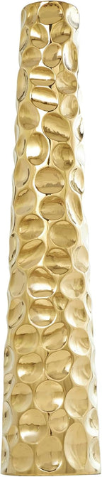 Deco 79 Ceramic Geometric Decorative Vase Bubble Centerpiece Vase with Concaved Circles, Flower Vase for Home Decoration 8" x 8" x 39", Gold