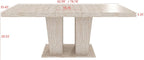 78.74" Rectangular Extendable Dining Room Table for 6 8 10, Modern Faux Travertine Farmhouse Wooden Kitchen Conference Expanding Table with Dual Columns Base, Long Large Expandable, White Oak