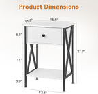 VECELO Nightstand,Modern Bedside End Table, Night Stand with Drawer and Storage Shelf for Living Room Bedroom, Industrial Metal Frame