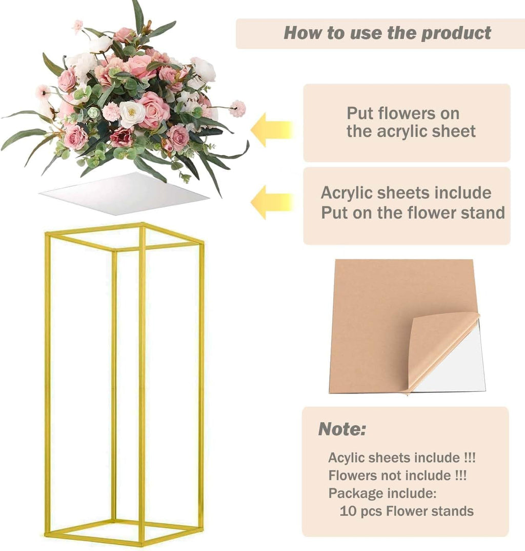 31.5inch 2 pcs Column Vases Gold Centerpieces for Table Metal Flower Stand Gold Wedding Centerpieces for Tables Party Floral Stands for Flowers