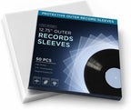 TNP 50 Vinyl Outer Sleeves Cover - Thick 3 Mil Vinyl Record Album Protective Sleeves 12.75" x 12.75" - Crystal Clear Plastic Record Sleeve for Single & Double LP Album Covers Storage Collection