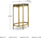 Signature Design by Ashley Porterville Modern Accent Table with Cast Glass Top, Gold
