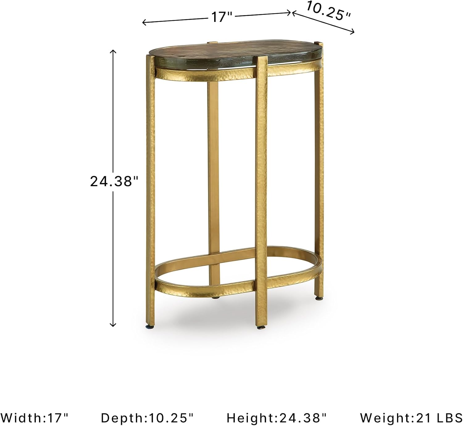 Signature Design by Ashley Porterville Modern Accent Table with Cast Glass Top, Gold