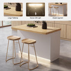 homary Kitchen Island with Storage & LED, 50" White Wood Islands with Wine Rack, Drawers & Shelves, Modern Kitchen Table for Dining Room, Prep & Gatherings, Without Chair