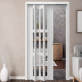 Sliding Accordion Doors with Handles & Acrylic Glass, PVC Waterproof Accordion Door, Double Walled Heavy Duty Doors Folding Double Doors for for Office Bathroom Room Divider, 62" Wx94 H